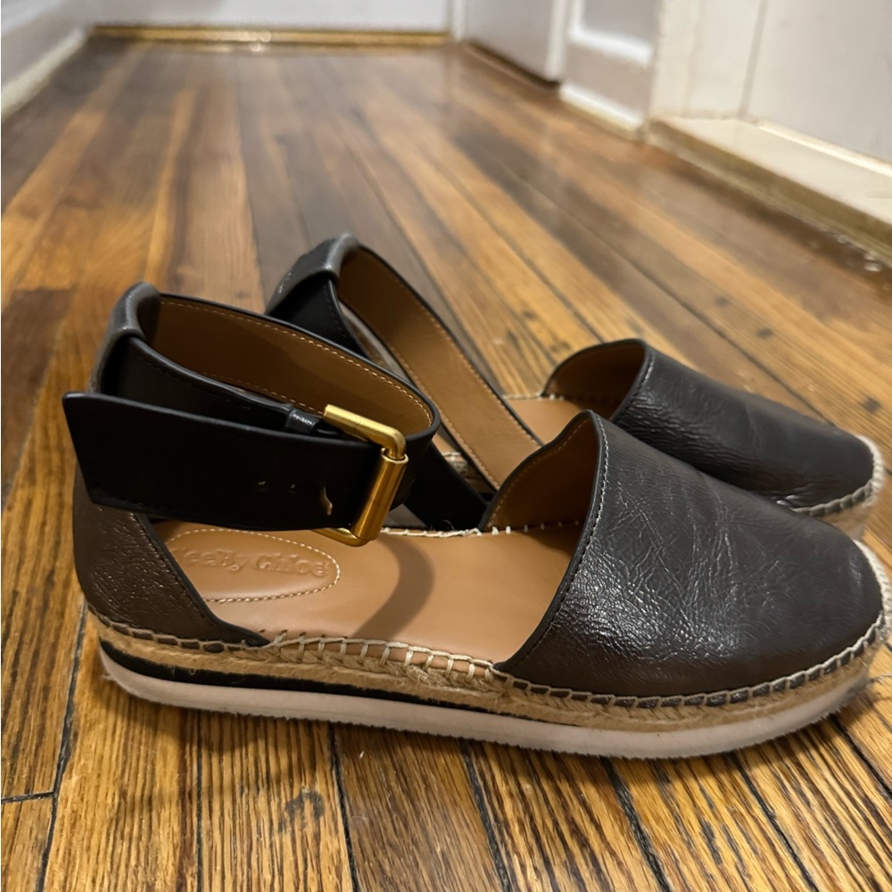 Chloe Black Espadrille Flats